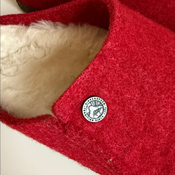 Birkenstock Zermatt Wool Felt Red Clogs Shearling Lined Slippers 39/250/8-8.5 - Picture 10 of 13